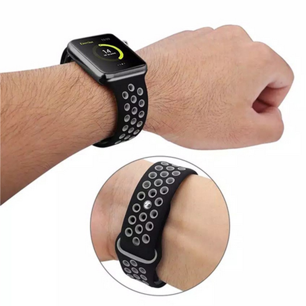 Strap Silikon Breathable Dua Warna For Apple Watch Nike Band Sport Loop iWatch Replacement