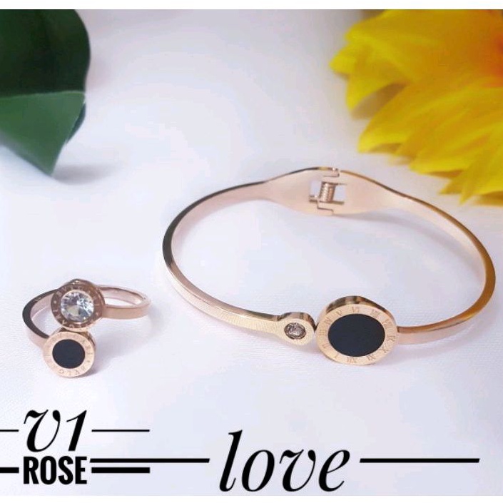 Gelang plus Cincin Titanium Rosegold 179225