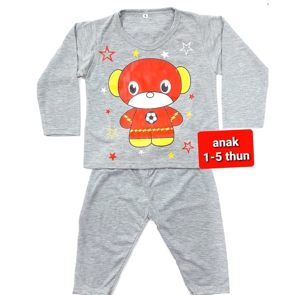 setelan kaos anak 1- 5 tahun laki laki celana lengan panjang PP baju tidur cowok SML XL robot grosir