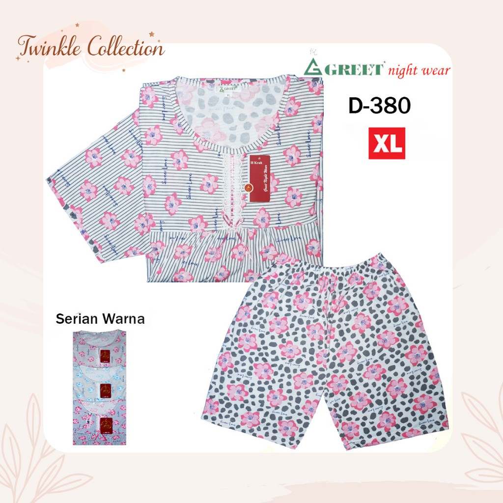 Baju Tidur Piyama Jumbo Big Size Celana Pendek Kaos Katun GREET Size XL