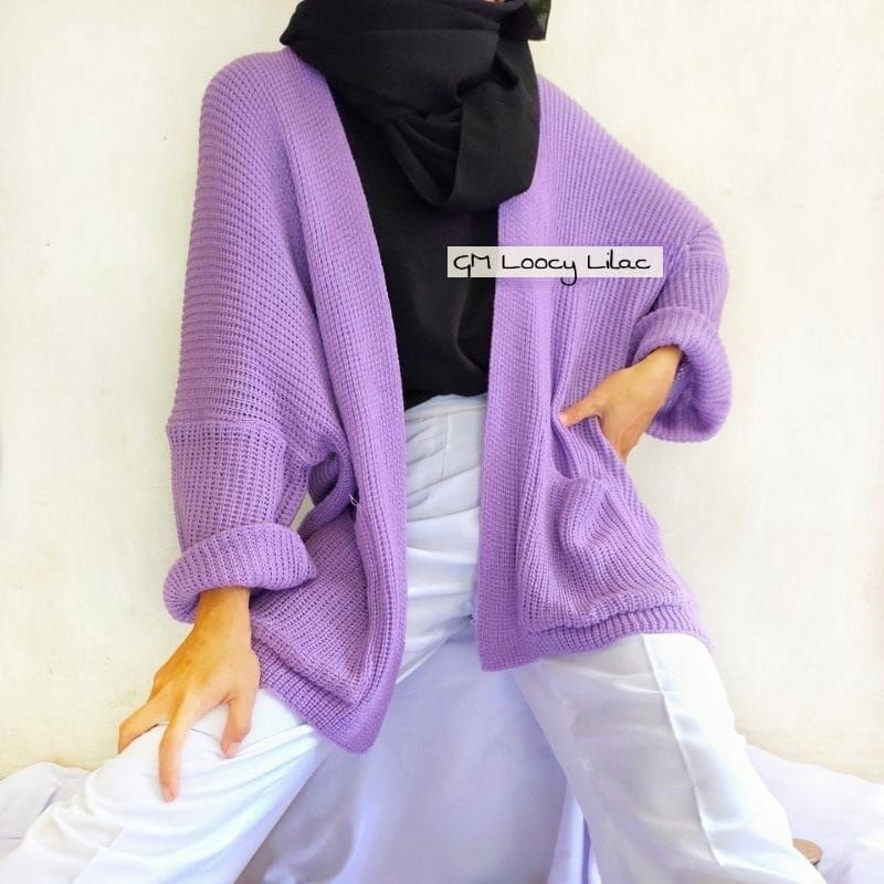 GS015 Cardigan Rajut Wanita Loocy Oversize  Knit