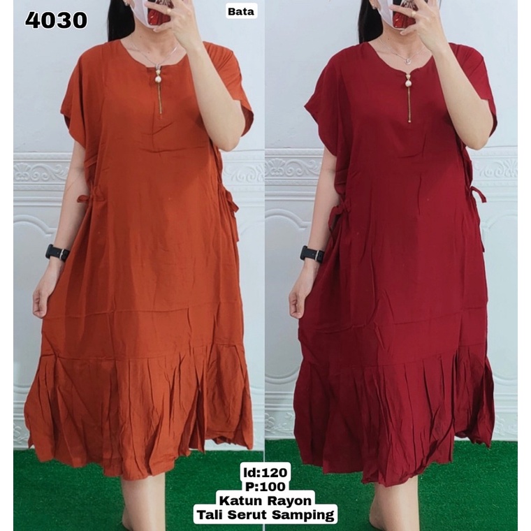 m&j store bisa cod - Dress jumbo andin serut samping-katun rayon adem