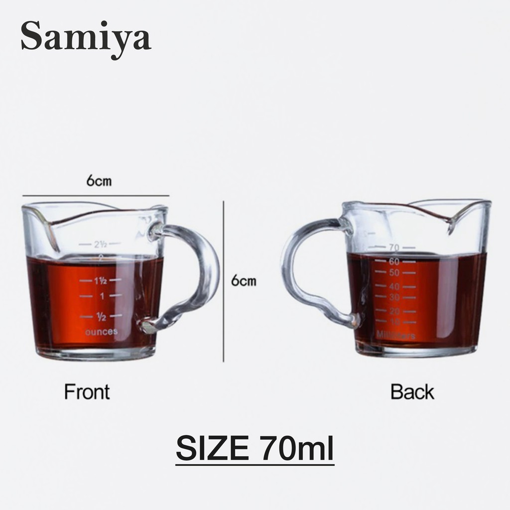 gelas takar ukur 70ml double mouthed cup / gelas gula kopi espresso sugar measuring glass mini cup