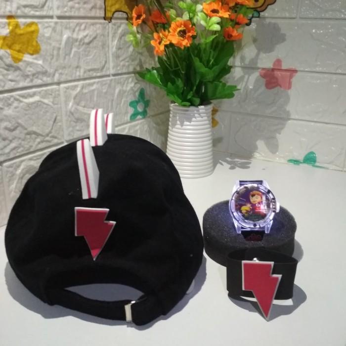 Topi boboiboy halilintar +jam tangan boboiboy murah