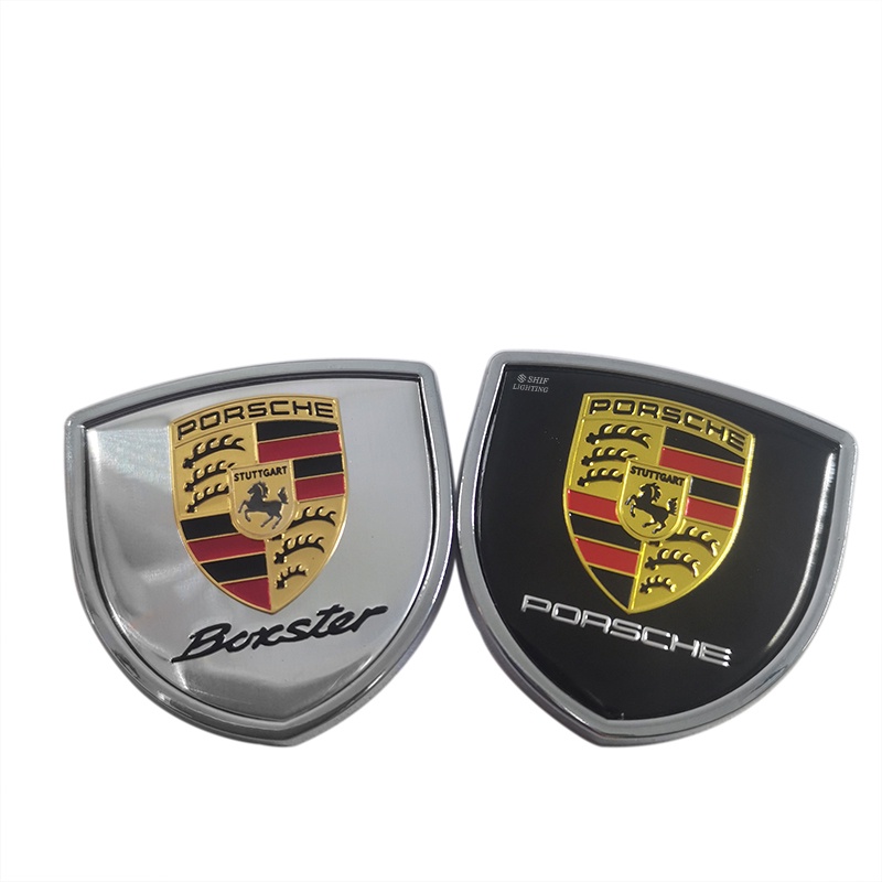 2pcs Stiker Emblem Logo PORSCHE Bahan Metal Untuk Dekorasi Mobil PORSCHE Sport