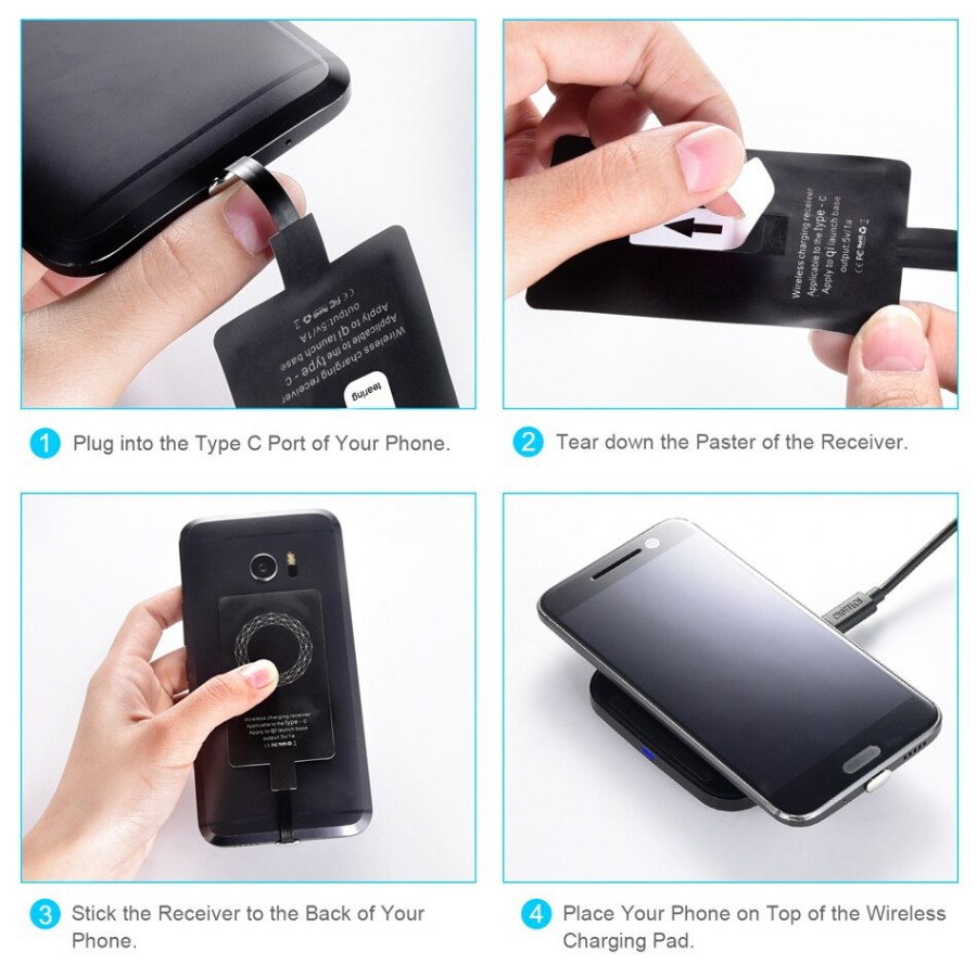 Wireless charging Qi reciever Choetech type-c for android all phone 1A wp-typec-301