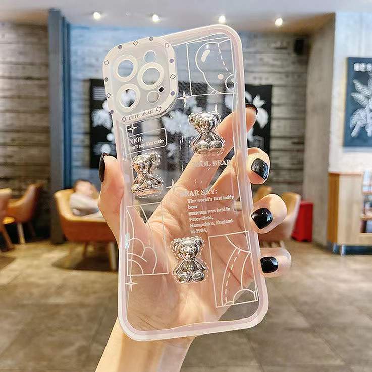 Case Pelindung Motif Beruang 3d Transparan Untuk IPhone 12 13 11 Pro Max X Xs Max Xr 7 8 Plus Hgs4