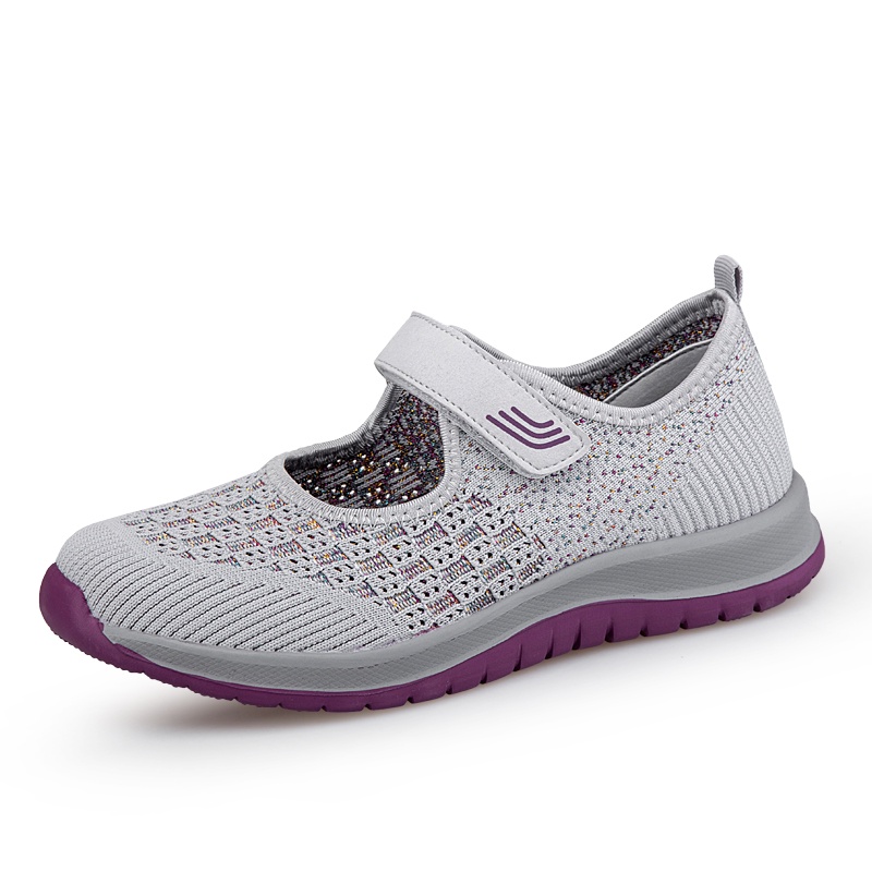 FOKU Sepatu Sneakers Wanita Kasual Lembut Sepatu Wanita Bernapas Terbaru-Gray