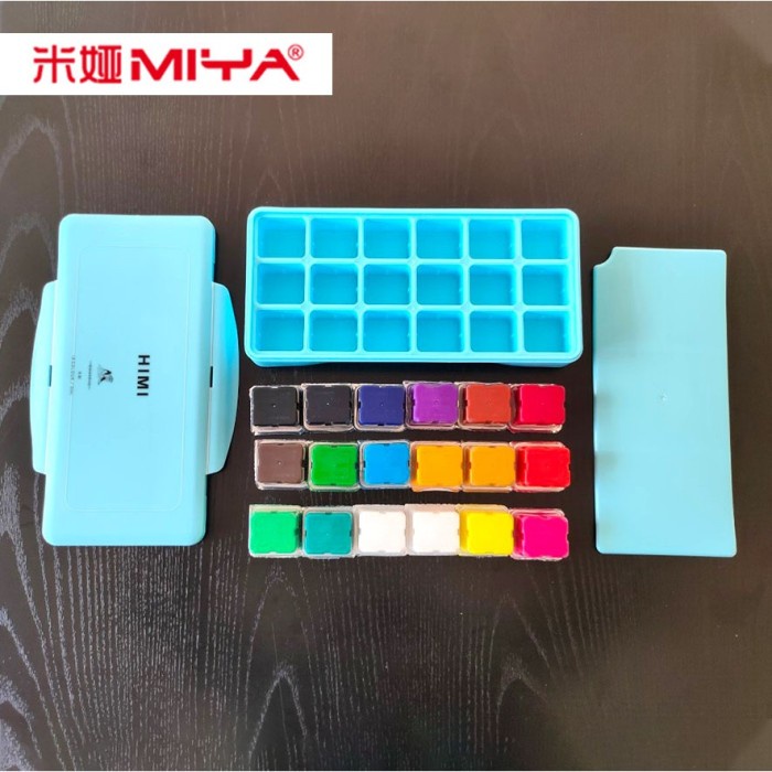 

(TERLARIS) Miya Himi Gouache 18 Warna Colors 30ml - Biru, Tanpa Bonus