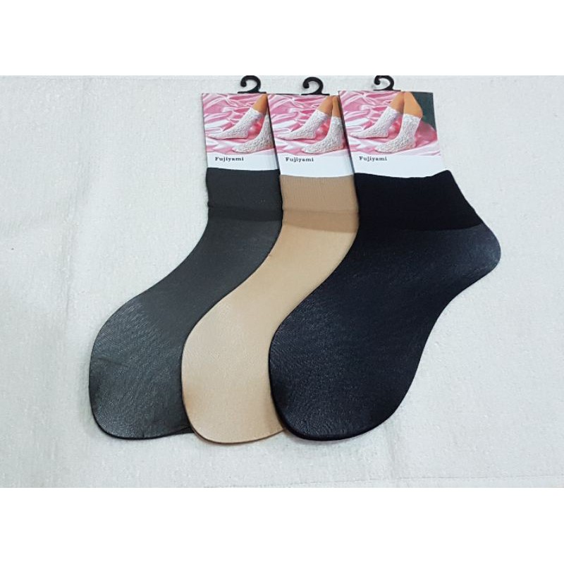 1 pc Kaos kaki wanita polos tipis merk Fujiyami , Fuliehua