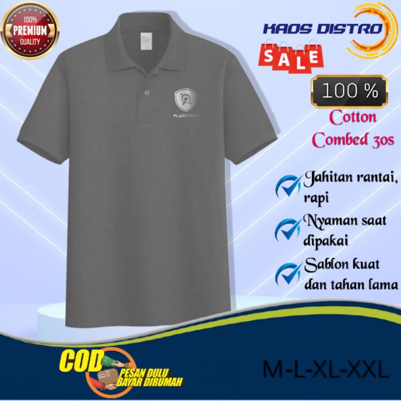 PLANET SURF SILVER - Baju Kaos Atasan Polo Kerah Distro Lengan / Tangan Pendek Pria Cowok Laki Laki 