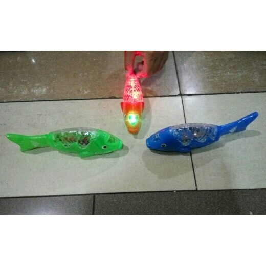 MAINAN IKAN JALAN PAKAI LAMPU MUSIK/IKAN-IKANAN LUCU DENGAN LAGU MURAH RK Shop