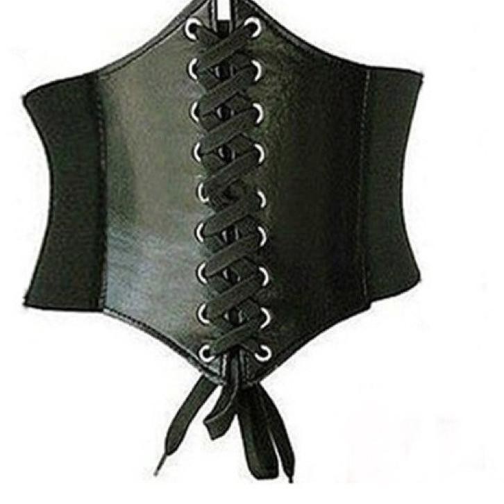 Obi / Ikat Pinggang / Belt Wanita Korset Lebar Hitam 0HQ ♥