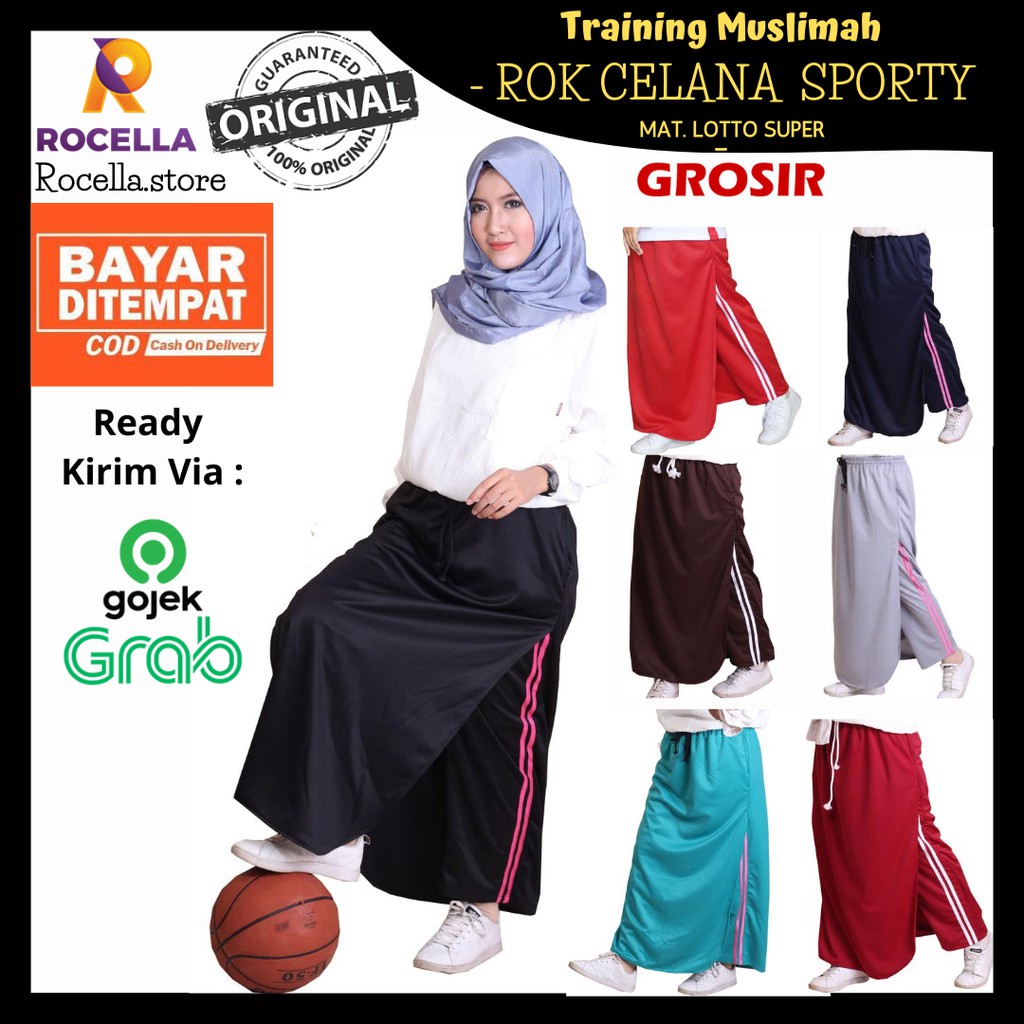 Rocella Rok Celana  Olahraga Muslimah  Training  Rok Wanita  