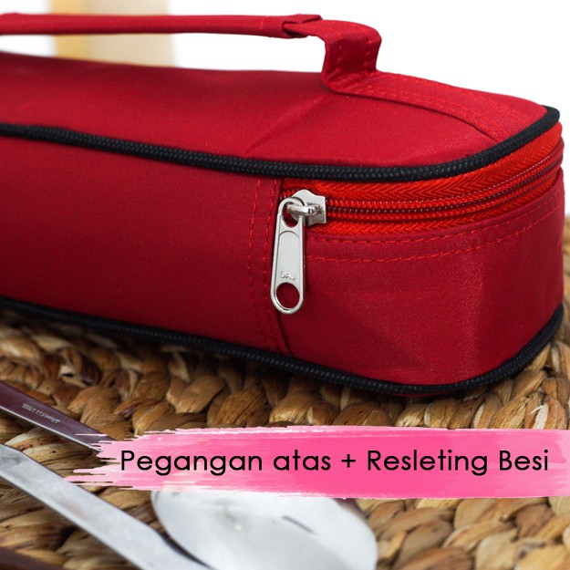 Tempat Sendok Makan Dan Garpu Pouch Sumpit Straw Polos Tempat Penyimpanan Alat makan Multifungsi big