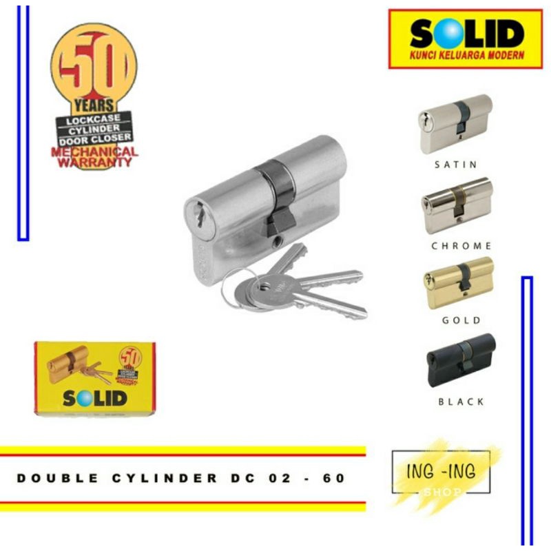 Cylinder Solid DC 02-60mm SN/Gold/Chrome/Hitam Black/Cylinder Pintu Solid