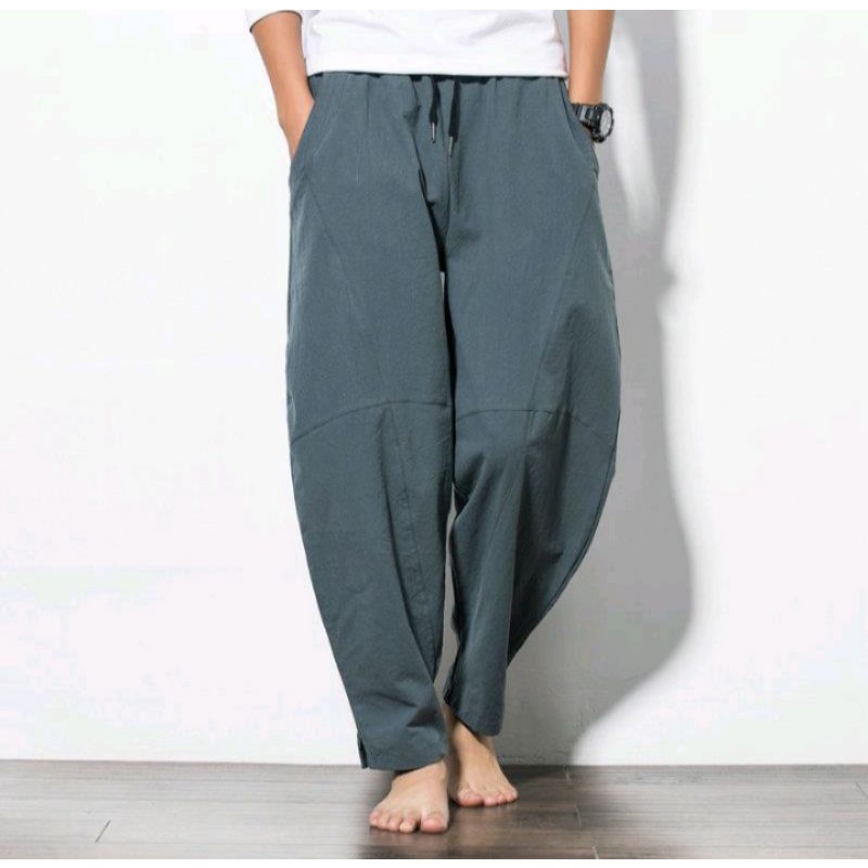 celana model longar Harem pria Katon linen elegan
