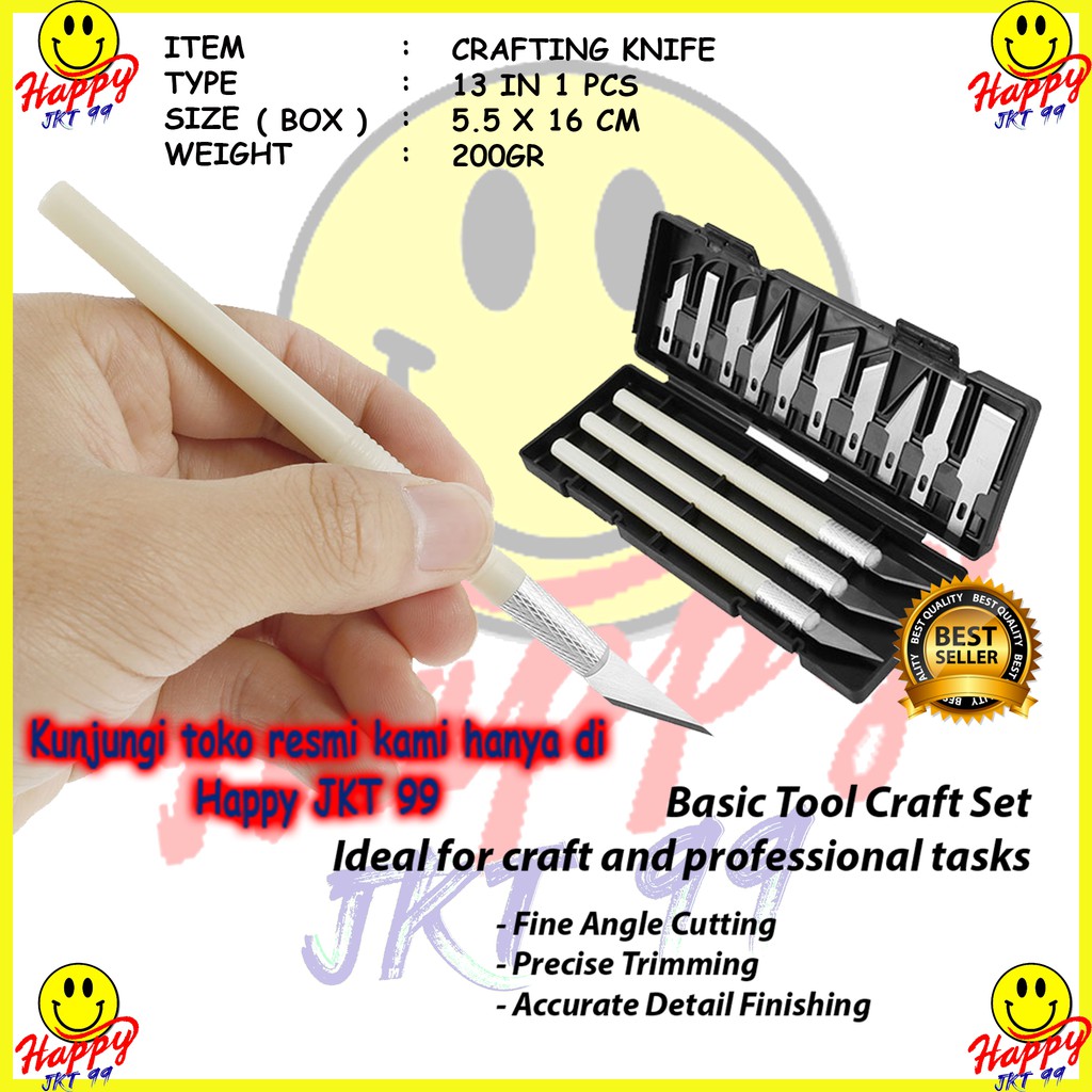 [ HAPPY JKT 99 ] ALAT UKIR POTONG PISAU KERAJINAN TANGAN TOOL KNIFE CUTTING STICKER DECAL KAYU CRAFT 13PCS