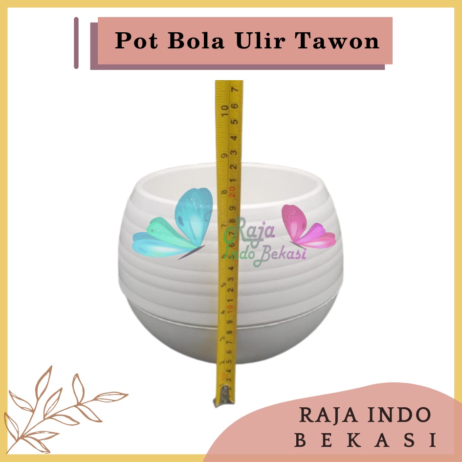 Pot Bola Ulir Putih Motif Pot Tawon Tanaman Bunga Plastik Jozaka - Pot Bola Mini Plastik Putih Bunga Pot Bunga Plastik Unik Pot Bola Pot Plastik Putih /Size 25/Pot Bola Sultan