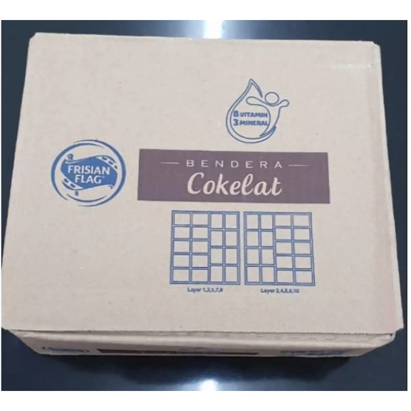 

Susu Bendera frisian flag cokelat 1 dus isi 20 renceng
