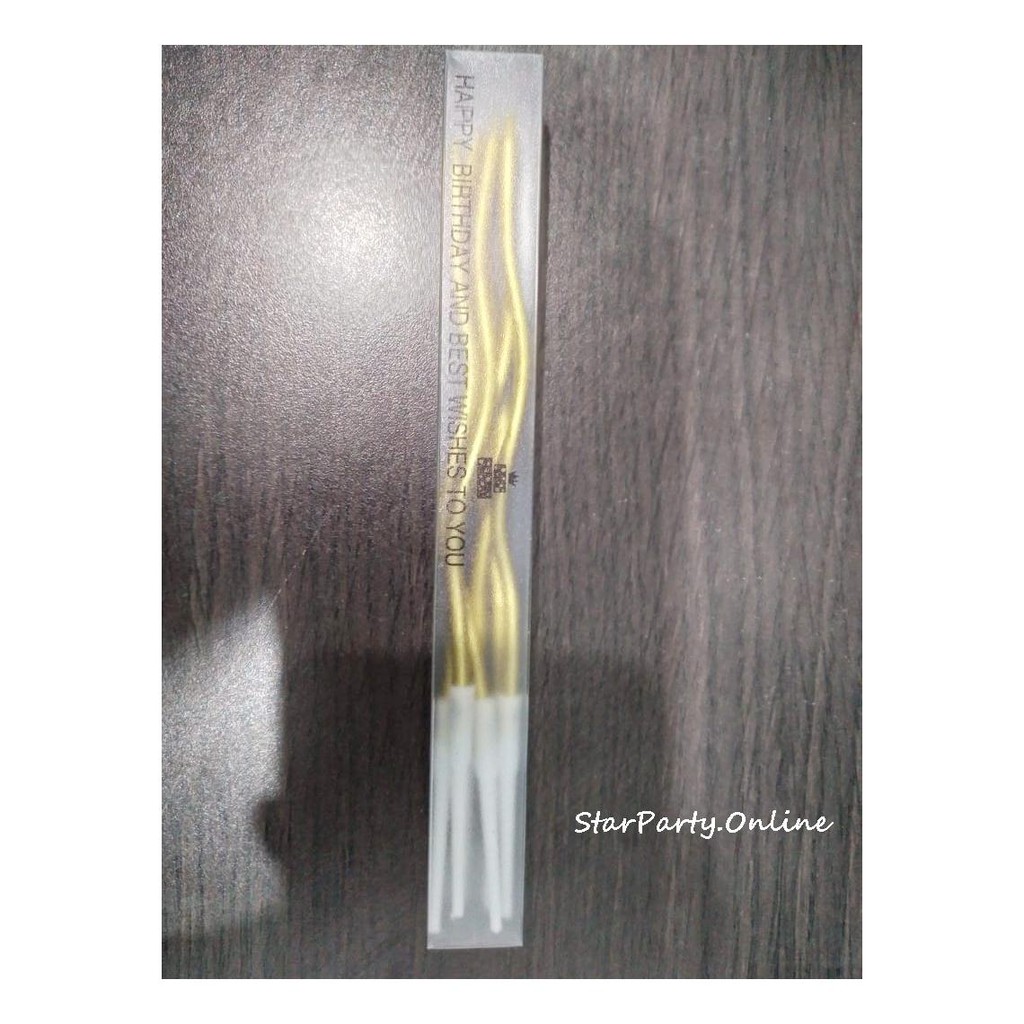 Lilin Ulir Spiral Chrome 6pcs / CND 185/ Lilin Panjang Emas /Lilin Spiral Emas