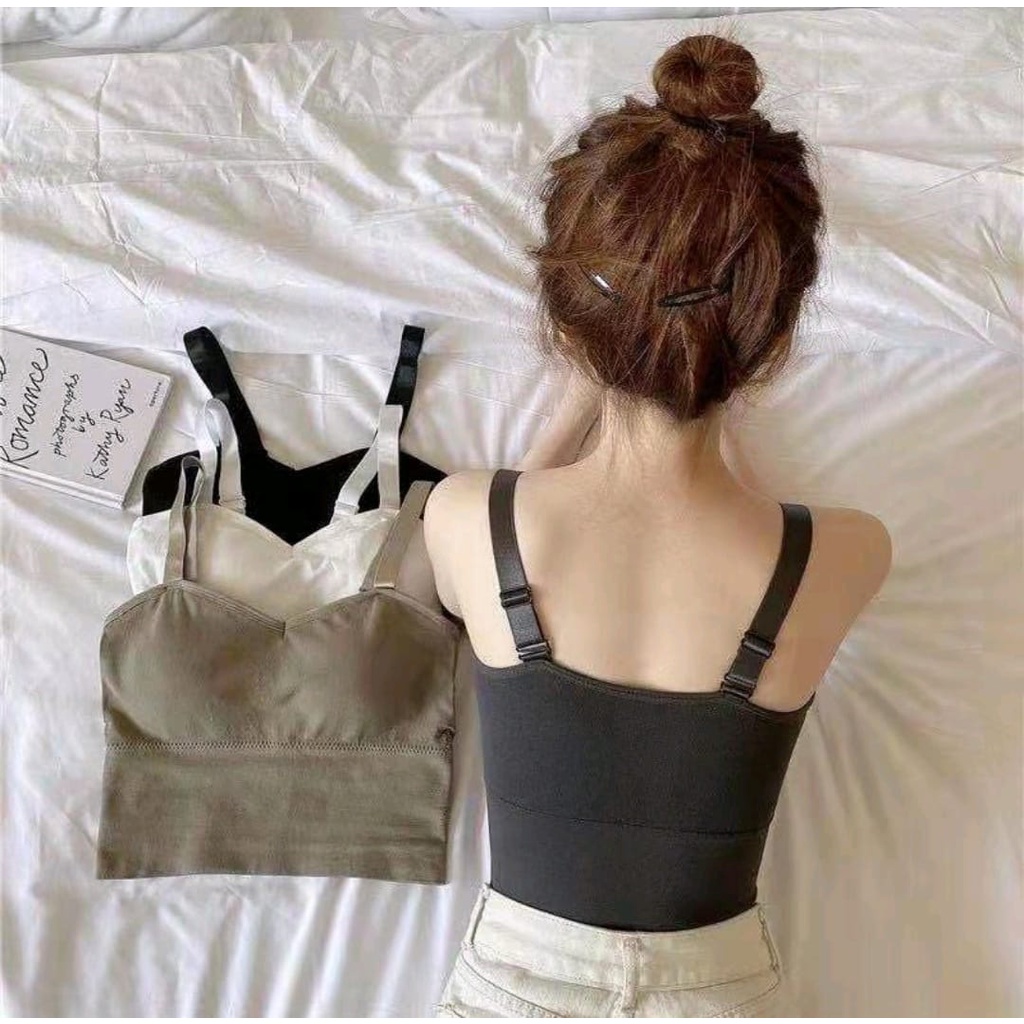 Nicebra Tanktop Bra Fashion Gym Bra Olahraga Push Up Wanita Tanpa Kawat Elastis Import 1061