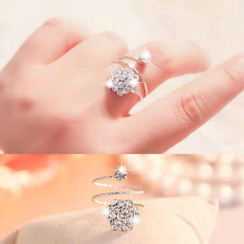 Cincin Model Terbuka Aksen Mutiara | Set Cincin Kombinasi Geometris | Cincin Bahan Stainless Steel | Aksesoris Wanita Untuk Hadiah