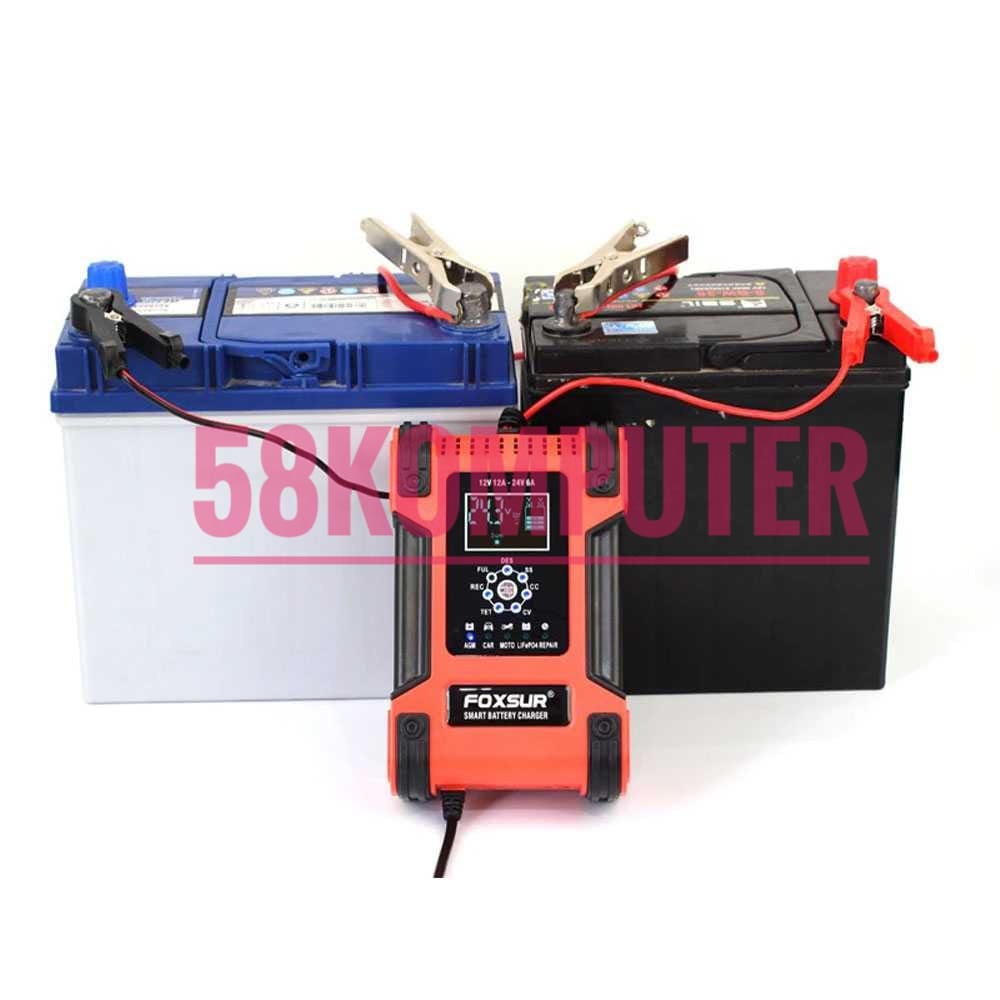 Charger Aki Mobil Aki motor Aki Truk Aki Bus 20 Ampere 105W 12-24V 12A 200Ah With LCD Charger Aki Accu