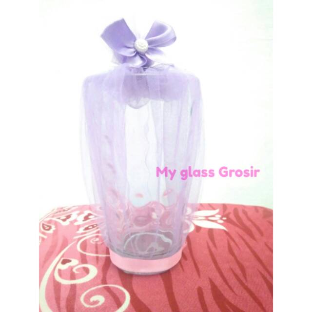 Souvenir gelas POLKADOT besar 450ml Surabaya Sidoarjo Malang Gresik