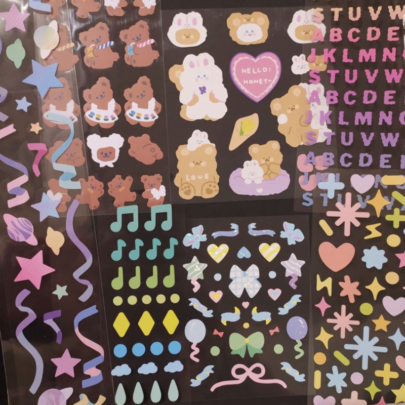 

DECO STICKER BEAR ALPHABET HURUF ANGKA STIKER RABBIT CONFETTI PHOTOCARD BINDER