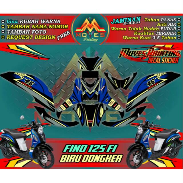 Sticker fino 125fi decal fino fi 125 sticker motor yamaha fino fi decal striping fullbody mtr fino