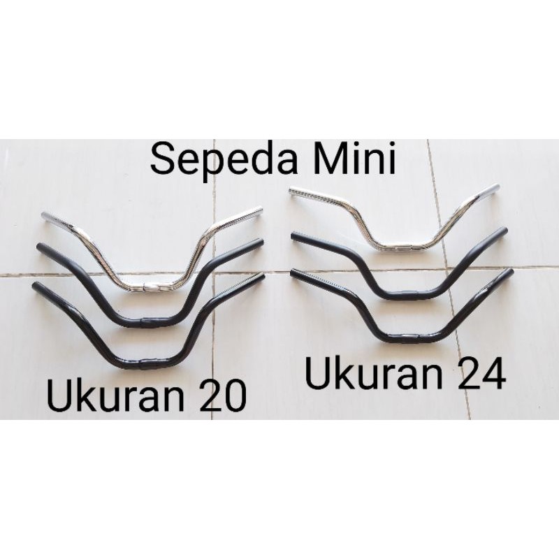STIR SETIR STANG SEPEDA MINI/ MINION /MINITREK ukuran 20 dan 24 Hitam Chrome