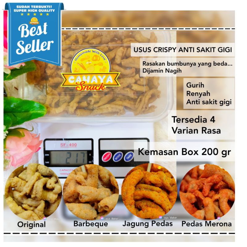 

[TERLARIS]KRIPIK USUS 200 Gr -KERIPIK USUS BALUT TEPUNG. KEMASAN BOX & POUCH 200 GR