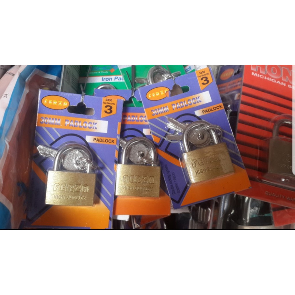 Gembok Kuning Kecil 20mm/ 25mm/ 30mm/ 40mm/ Kunci Gembok Rumah/ Pagar/ Pintu Serbaguna 20 mm/ 25 mm/