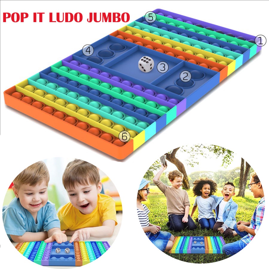 Pop It Rainbow Ludo Super Jumbo Mainan Anak Pop it Dadu