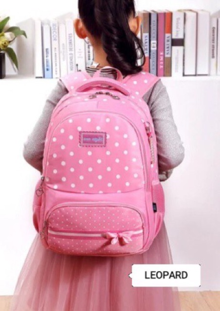 Tas ransel motif polkadot pita / new backpack leo pard