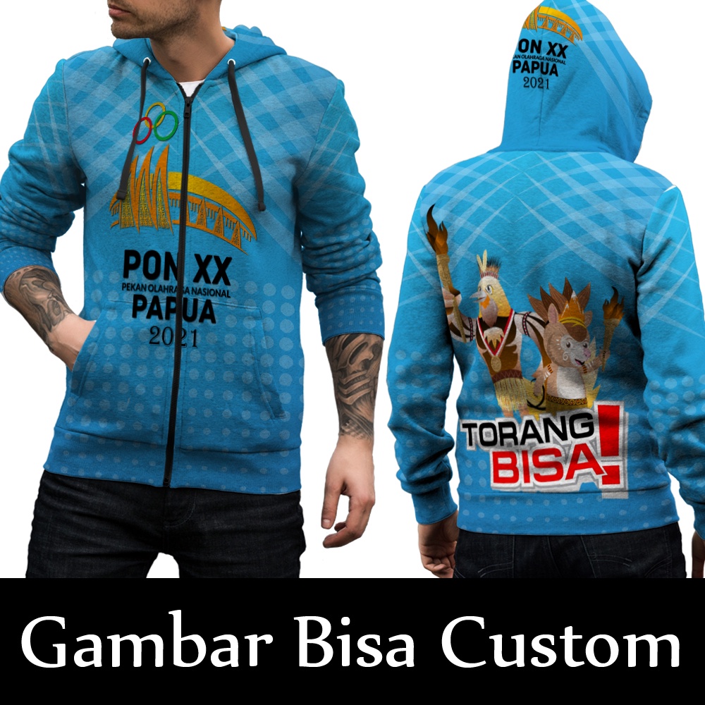 Jaket Pria PON XX Papua 2021 / Jaket Zipper Pria PON XX Papua 2021 Torang Bisa Fullprint BISA COD
