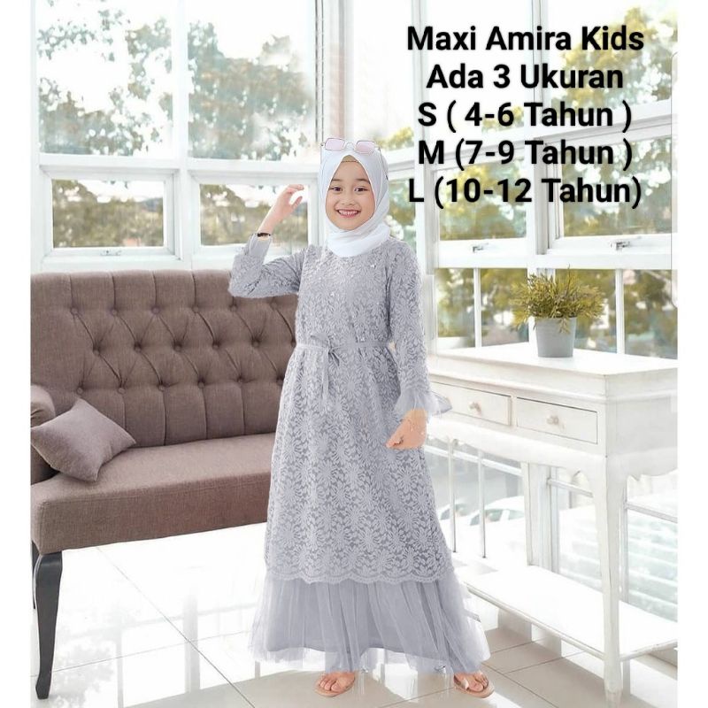 COD☑️Pakaian Gamis Anak Wanita Brokat/Maxi Amira Kids 3 Size S-M-L/Pakaian Muslim Anak Wanita Maxi/Pakaian Gamis Anak Perempuan Terbaru/Good Quality