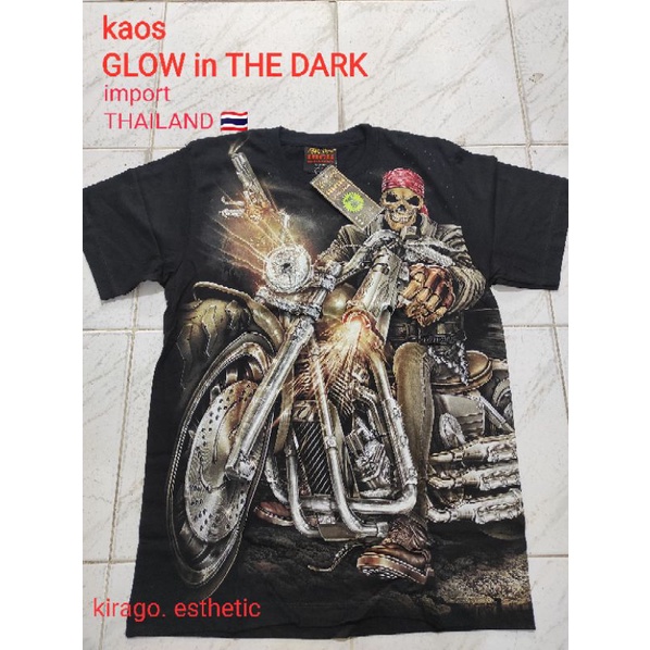 KAOS GLOW IN THE DARK ROCKCHANG KAOS HARLEY BAJU GLOW IN THE DARK KAOS IMPORT THAILAND KAOS