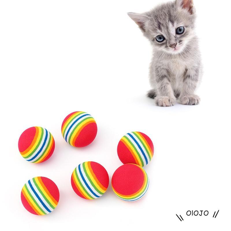 Pet Cat Puppy Toy Ball Rainbow Mengunyah Bola Interaktif Tumbuh Gigi Mainan Menyenangkan - ol