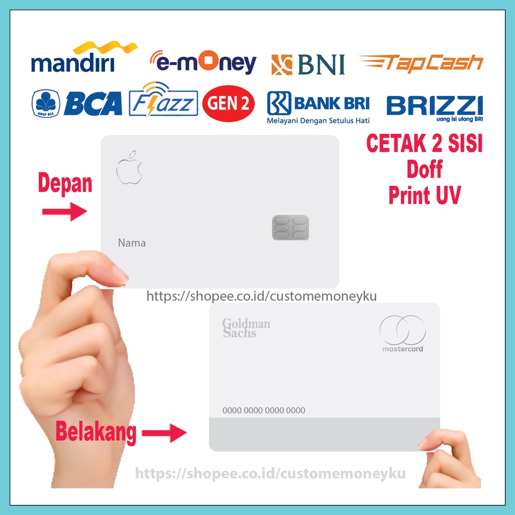 KARTU EMONEY DESIGN APPLE CARD WHITE ETOLL E-MONEY MANDIRI FLAZZ BCA GEN 2 TAPCASH BRIZZI 2 SISI