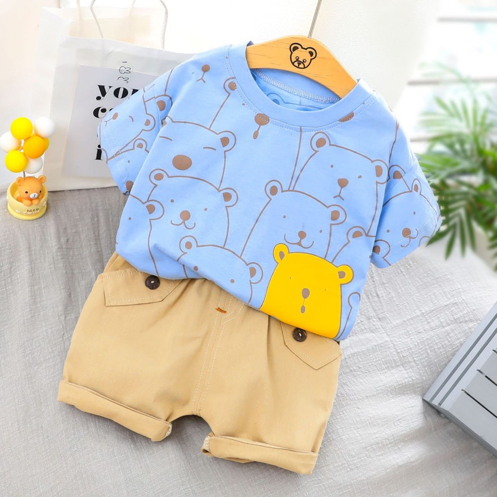 HappyOliver SET METRO POLAR BEAR EBV Setelan Kemeja Bayi Laki-laki Lengan Pendek