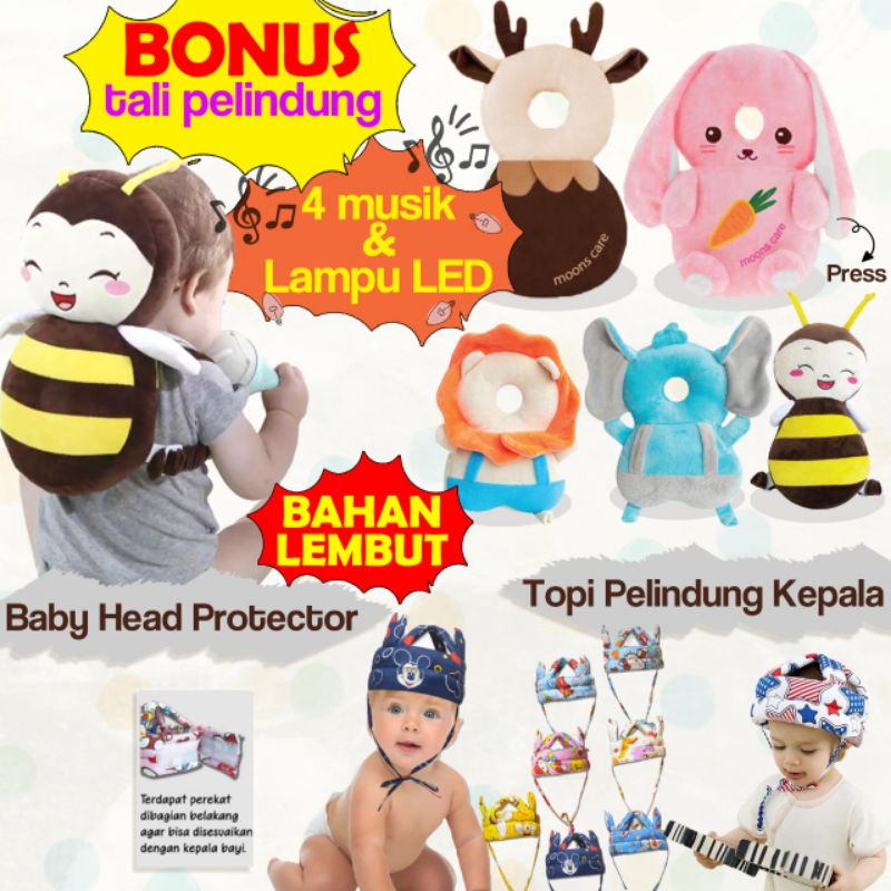 Head Protector baby pad boneka, ransel Bantal Pelindung Kepala Bayi Karakter Bantak kepala anti bentur alat belajar jalan