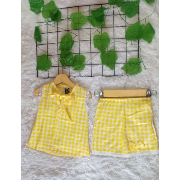 setelan anak perempuan 1-3 tahun/baju kotak kotak
