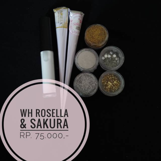 "MEDINA" PAKET WHITE HENNA SAKURA DAN ROSELLA / WHITE HENNA / HENNA PUTIH / HENNA WATERPROOF / HENNA