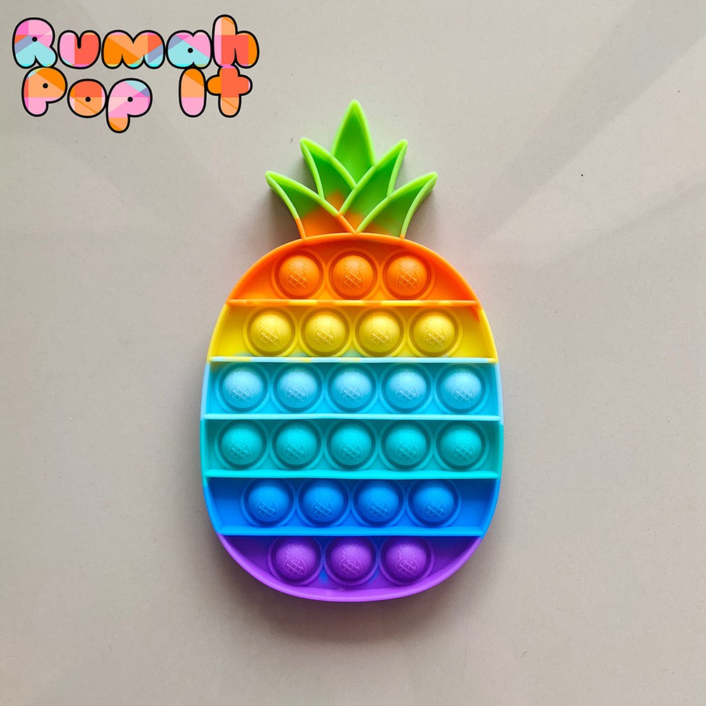Pop It Fidget Toys NANAS RAINBOW / Fidget Pop It Squishy / Mainan Pop It