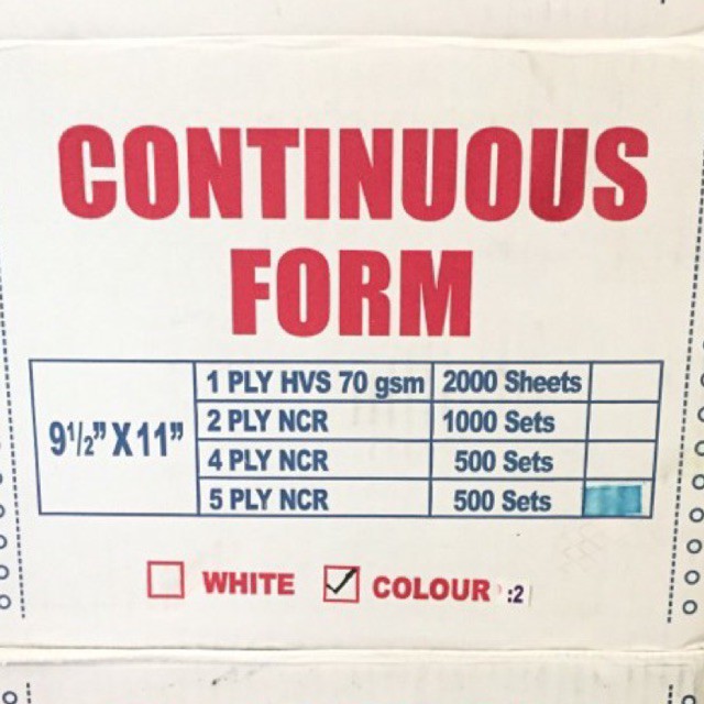 

Kertas komputer / Continuous form 5 PLY (500 SHEETS)