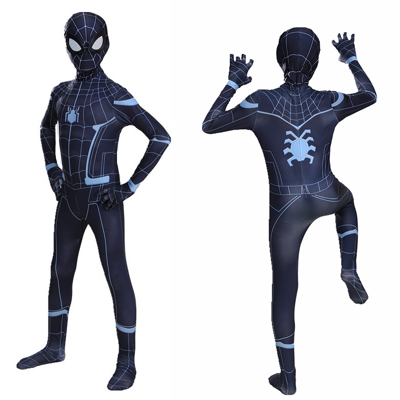 Voucher Shop SpiderMan Costumes &lt;No Way Home&gt; gaya yang sama seperti film Spider-Man jas hitam permainan kostum anak lompat