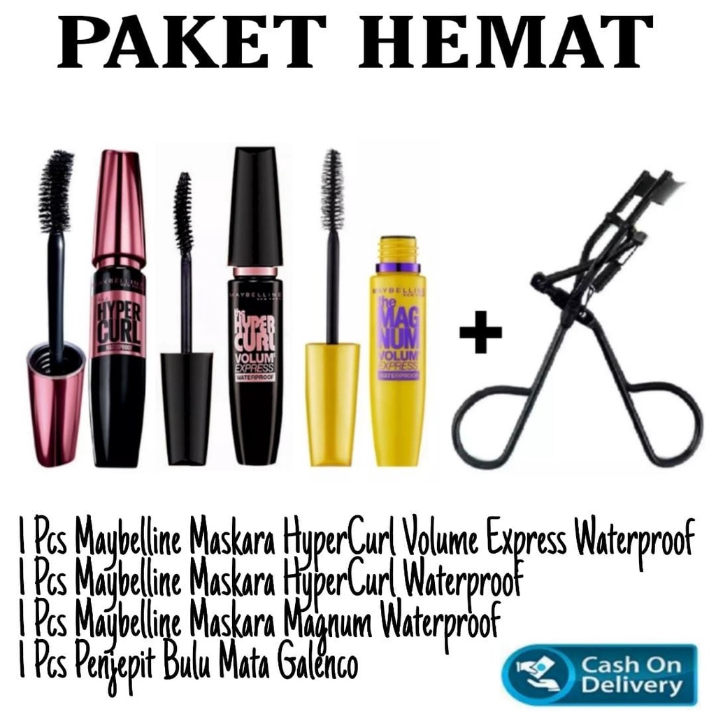 Paket Hemat Maskara 3 Pcs Maybelline Dan Penjepit Bulu Mata