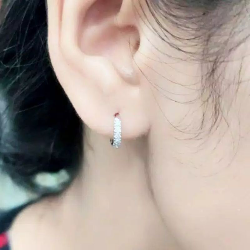 ANTING JEPIT MATA PERAK ASLI 925 LAPIS EMAS